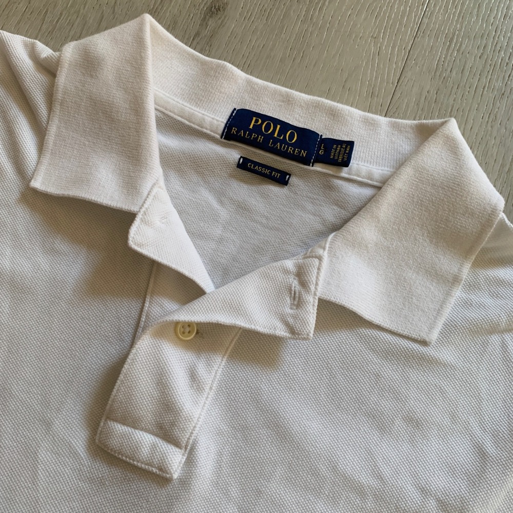 Polo‎ Ralph Lauren Mens White Classic Fit Short Sleeve Pique Polo Shirt Large L